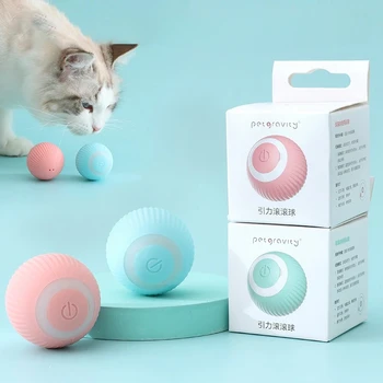 חכם החתול צעצועים גלגול אוטומטי כדור חשמלי חתול צעצועים אינטראקטיביים עבור חתולים הדרכה עצמית עוברת חתלתול צעצועים, אביזרים לחיות מחמד התמונה