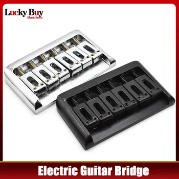 גיטרה חשמלית מיתרים דרך הגוף גשר 6 מחרוזת קבועה גשר 76.5x44MM זנב קשיח חלקים שחור/כרום התמונה