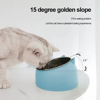 1pcs נירוסטה חתול מקסים יצירתי נוטה חתלתול כלבלב מזון להאכיל קערות חתולים שותים מזין חיות מחמד כלבים חתולים מזין התמונה