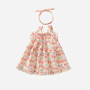 תינוקת פיג ' מה שמלה עם Hairband תינוק ילד קיץ פרחוני מתוק רצועה חצאית 9M 1T 2T 3T הילד כותנה קפלים טנק השמלה התמונה
