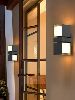 חיצונית מנורת קיר עגול מרובע מינימליסטי יצירתי מנורת קיר חצר מרפסת מנורת קיר התמונה
