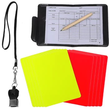 כדורגל שריקות רגיל אדום צהוב כרטיסי כדורגל צורך להתאים אביזר נייד הארנק התמונה