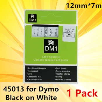 1 חבילת תווית הקלטת 45013 סרט laber היוצר 12mm על Dymo D1 LabelManager סופר היוצר 280 160 שחור על תווית לבנה התמונה