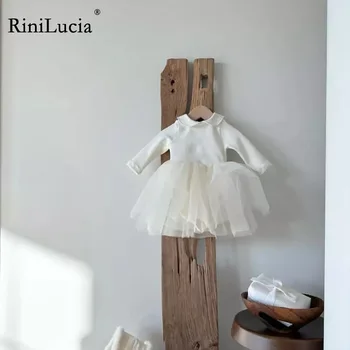 RiniLucia 2023 היילוד החדש בייבי Romper עבור בנות בגדי סתיו מוצק זמן טול שרוול סרבל מתוק תחפושת בגדי ילדים התמונה