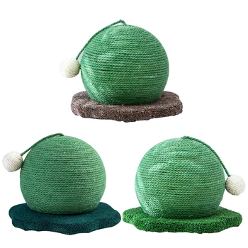 חתול מגרד צעצוע חבל קנבוס כדור ירוק קקטוס צורה להגן על הרהיטים שלך מתנה ניקוי שיניים לחתול ללעוס על התמונה