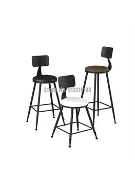 כיסא בר שרפרף גבוה הנורדית המודרנית משפחה פשוטה, קפה, דלפק קבלה צואה פנאי חזרה כיסא שחור התמונה
