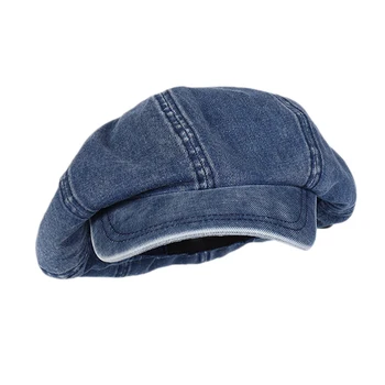 יוניסקס מנופחים ג ' ינס כותנה כתב כובע גדול בסגנון יפני כומתה בייקר כובע לגברים נשים התמונה