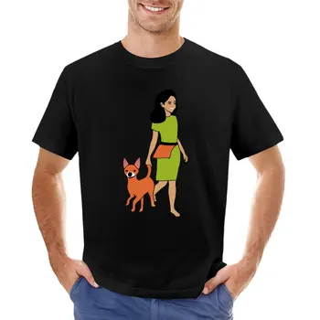 בחורה עם כלב החולצה הענקית חולצה חמודה מקסימום ייבוש מהיר טי-שירט גברים ביגוד התמונה