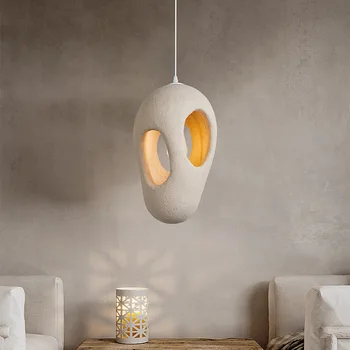 וואבי-סאבי נברשת בסגנון סקנדינבי פשוט עיצוב וינטג יצירתי תליון אור על הסלון בר במטבח יפני מנורת תלייה התמונה