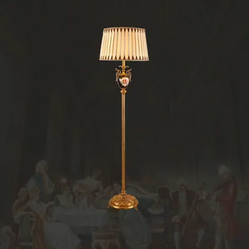 אירופה פשוט סלון בד בגוון פליז עומד אור בסגנון צרפתי השינה ללמוד נחושת צבוע ביד קרמיקה מנורת רצפה התמונה