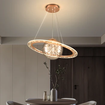 אור LED אמנות נברשת תליון מנורה מודרנית יצירתית הכוכב חדר האוכל האי Gypsophila זכוכית הכדור מסתובב השינה גופי התמונה