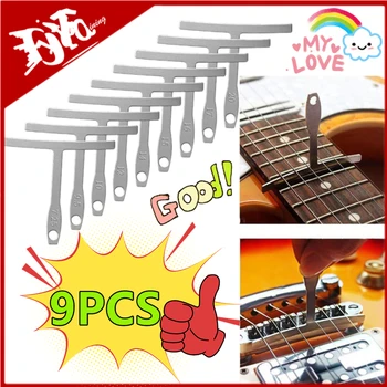 9PCS גיטרה תחת מחרוזת רדיוס מד פלדה אל חלד גיטרה בונה Luthier בס בחוטים תיקון סט בס מחרוזת למדוד כלים התמונה