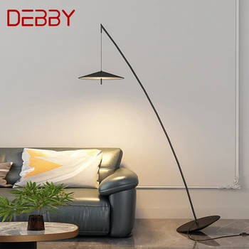 דבי נורדי שחור לדוג מנורת רצפה משפחה מודרנית בסלון ליד הספה יצירתי LED דקורטיבי עומד אור התמונה
