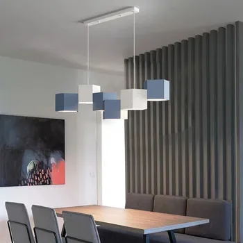 מודרנית, מינימליזם Led אורות תליון הברק מרובע מתכת להשעות מנורות שולחן האוכל תלוי עיצוב הבית פשוט תאורה פנימית התמונה