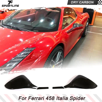 המכונית המראה מכסה כובעי המראה לכסות כובעים עבור פרארי 458 איטליה ספיידר 2009-2016 להוסיף על הכיסוי כמוסות זוג יבש פחמן התמונה