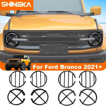 SHINEKA ABS ברכב קדמי פנס מנורת קישוט מכסה לקצץ החיצוני אביזרים עבור פורד ברונקו 2021 2022 2023 למעלה מנורה עבריינים התמונה