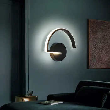 מודרני מינימליסטי מנורות קיר הסלון, חדר השינה ליד המיטה 16W AC96V-260V LED מנורות קיר שחור לבן מנורת תאורה במעבר קישוט התמונה