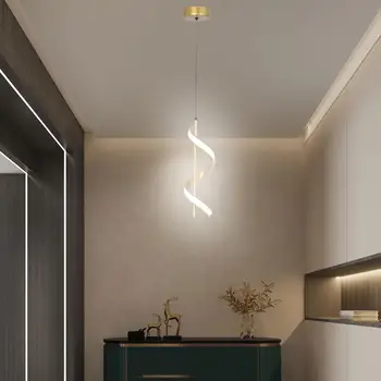 LED אורות תליון מטבח ביתי האי נברשת תלויה המנורה ספירלת התקרה תאורה עבור קפה מדרגות חדר האוכל חנות התמונה