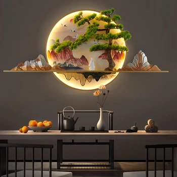 סינית מודרנית Led על הקיר תמונות יצירתי נוף מנורות קיר על התמונה תאורה עיצוב הסלון ללמוד התמונה מנורת קיר התמונה