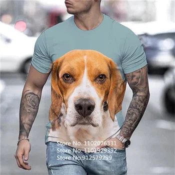 BIANYILONG מותג קיץ חולצת כלב גרפי של גברים מזדמנים הדפסת 3D היפ-הופ Harajuku צוואר עגול שרוולים קצרים פועל התמונה